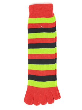 Green Black and Red Stripe Toe Socks