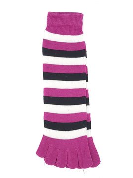 Purple Black and White Stripe Toe Socks