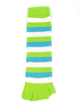 Green White and Blue Stripe Toe Socks