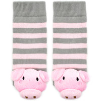 
              Gray and Pink Pig Boogie Toes Rattle Socks
            