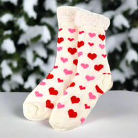 
              Women's Plush Sherpa Winter Fleece Lined Hearts Slipper Socks
            