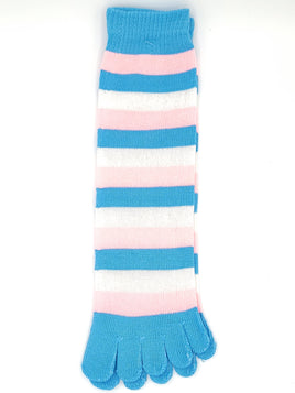 Pink White and Blue Stripe Toe Socks