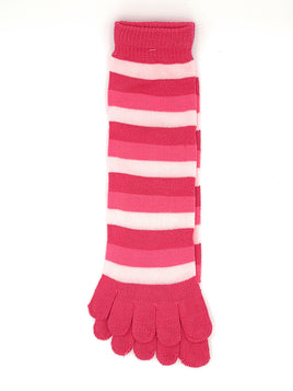 Multi Pink Stripe Toe Socks