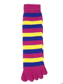 Purple Yellow and Blue Stripe Toe Socks