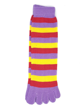 Red Purple and Yellow Stripe Toe Socks