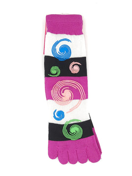 Toe Socks with Purple Circles Design
