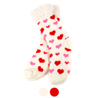 
              Women's Plush Sherpa Winter Fleece Lined Hearts Slipper Socks
            